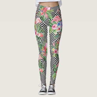 Tropisch flamingo op geometrische patroonleggings leggings
