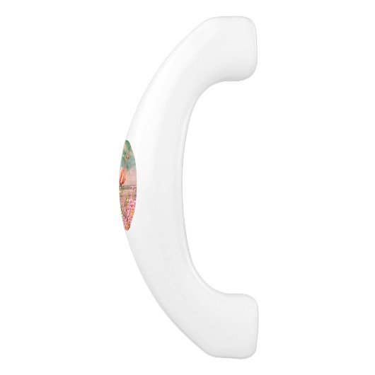 Tropisch Flamingo op strand met roze bloemen Fanta Keramische Kastgreep (Zijkant)