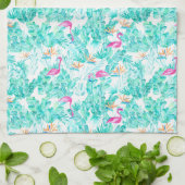 Tropisch Flamingo Palm Leaf Bird of Paradise Towel Theedoek (Gevouwen)