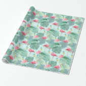 Tropisch Flamingo, Palms, ananassaplpatroon ID926 Cadeaupapier (Uitgerold)