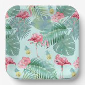 Tropisch Flamingo, Palms, ananassaplpatroon ID926 Papieren Bordje (Voorkant)