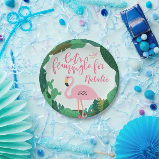 Tropisch flamingo papieren bordje (Feest)