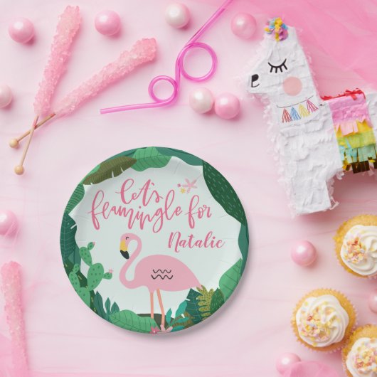 Tropisch flamingo papieren bordje (Feest)