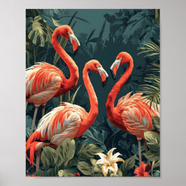 Tropisch Flamingo Paradijs: Vintage Poster