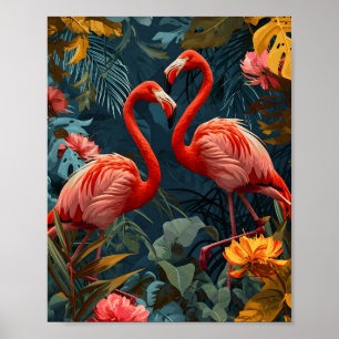 Tropisch Flamingo Paradijs: Vintage Poster