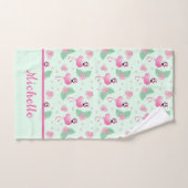 Tropisch Flamingo patroon Aangepast ventilatorroze Bad Handdoek (Handdoek)