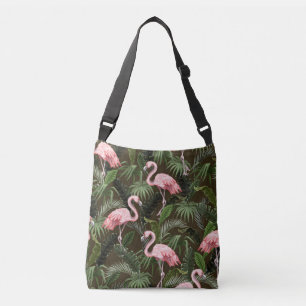 Tropisch Flamingo patroon: bladeren Crossbody Tas