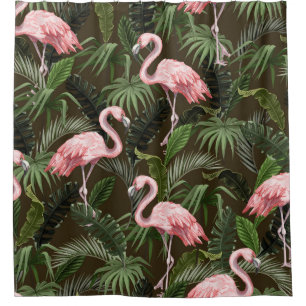 Tropisch Flamingo patroon: bladeren Douchegordijn
