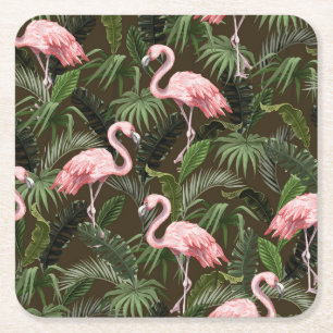 Tropisch Flamingo patroon: bladeren Kartonnen Onderzetters