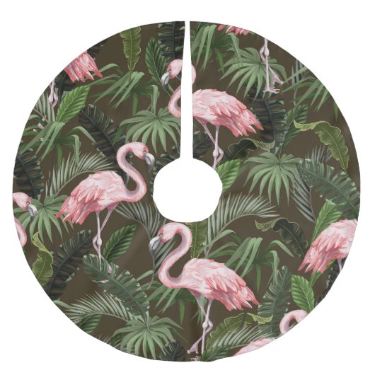 Tropisch Flamingo patroon: bladeren Kerstboom Rok (Voorkant)