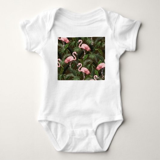 Tropisch Flamingo patroon:  bladeren Romper (Voorkant)