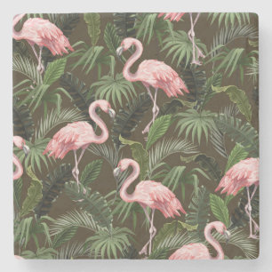 Tropisch Flamingo patroon: bladeren Stenen Onderzetter