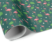 Tropisch Flamingo Patroon Cadeaupapier (Rol Hoek)