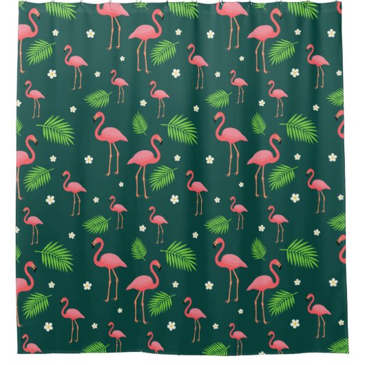 Tropisch Flamingo Patroon Douchegordijn (Voorkant)