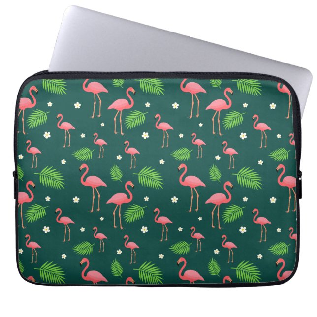 Tropisch Flamingo Patroon Laptop Sleeve (Voorkant)