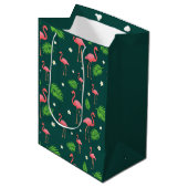 Tropisch Flamingo Patroon Medium Cadeauzakje (Voorkant Gekanteld)