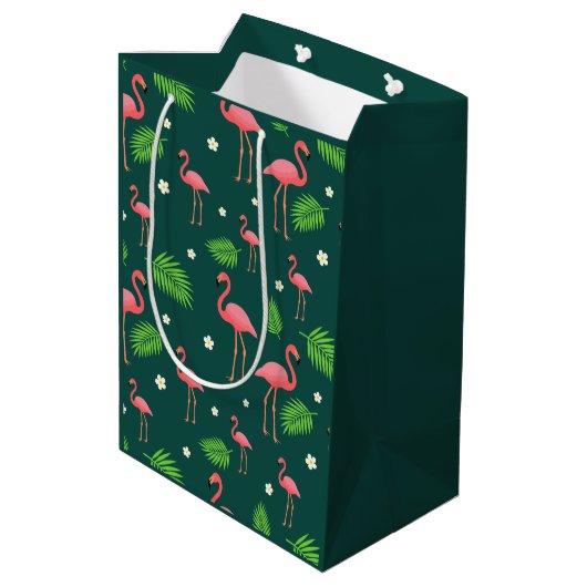 Tropisch Flamingo Patroon Medium Cadeauzakje (Achterkant Gekanteld)