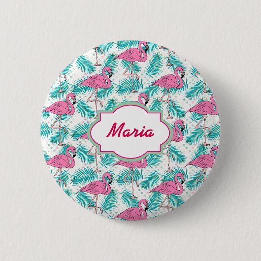 Tropisch Flamingo patroon. Ronde Button 5,7 Cm (Voorkant)