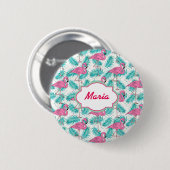 Tropisch Flamingo patroon. Ronde Button 5,7 Cm (Voorkant /achterkant)