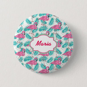 Tropisch Flamingo patroon. Ronde Button 5,7 Cm