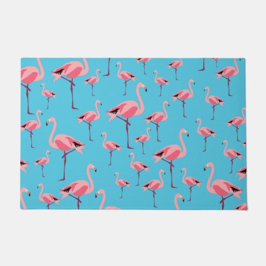 Tropisch Flamingo patroon voor zomerroze Deurmat (Voorkant)