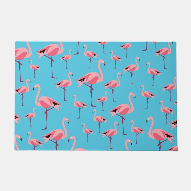 Tropisch Flamingo patroon voor zomerroze Deurmat (Voorkant)