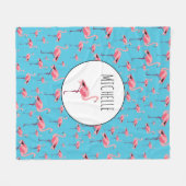 Tropisch Flamingo patroon voor zomerroze Fleece Deken (Voorkant (Horizontaal))