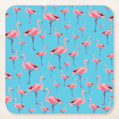 Tropisch Flamingo patroon voor zomerroze Kartonnen Onderzetters (Voorkant)