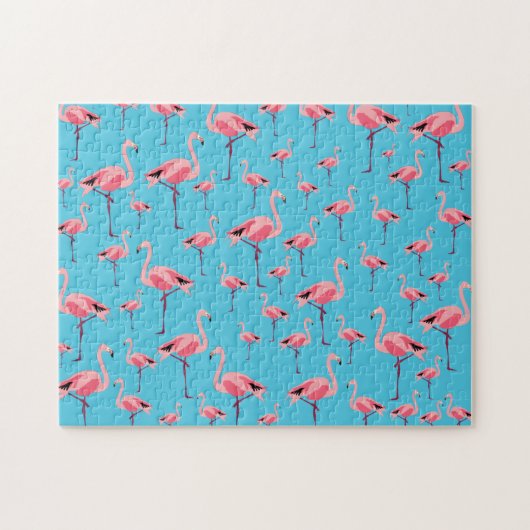 Tropisch Flamingo patroon voor zomerroze Legpuzzel (Horizontaal)