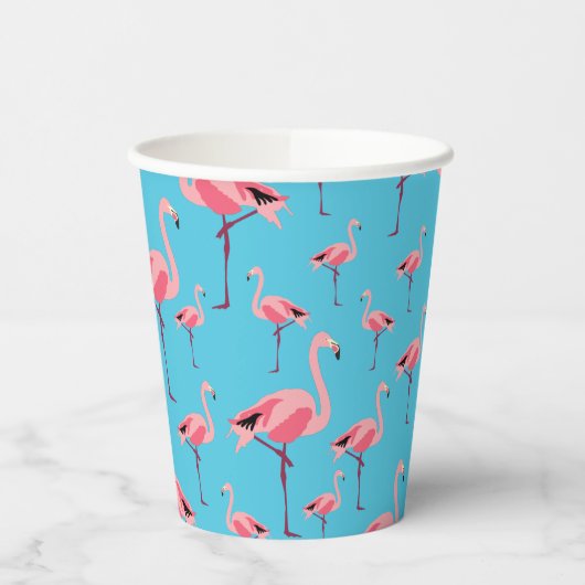 Tropisch Flamingo patroon voor zomerroze Papieren Bekers (Links)