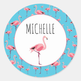 Tropisch Flamingo patroon voor zomerroze Ronde Sticker