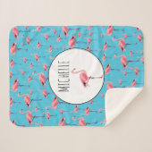 Tropisch Flamingo patroon voor zomerroze Sherpa Deken (Voorkant (horizontaal))