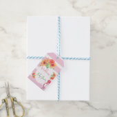 Tropisch Flamingo Pink Stripe Baby shower Cadeaulabel (Met Touw)