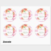 Tropisch Flamingo Pink Stripe Baby shower Ronde Sticker (Vel)