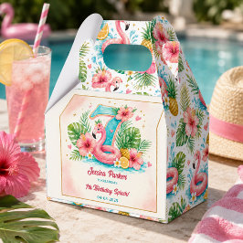 Tropisch Flamingo Pool Party 7e Verjaardag Splash Bedankdoosjes