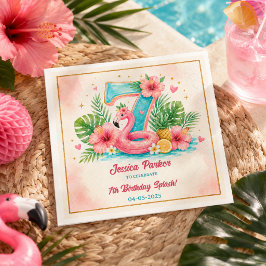 Tropisch Flamingo Pool Party 7e Verjaardag Splash Servet