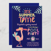 Tropisch Flamingo POOL PARTY Modern Fun Pink Kaart (Voorkant / Achterkant)