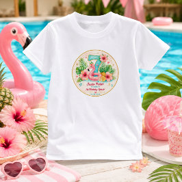 Tropisch Flamingo Poolparty 7e Verjaardag Spetterf T-shirt