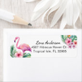 Tropisch Flamingo Retouradres Label Baby Shower (Insitu)