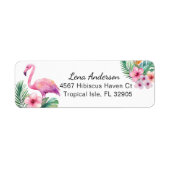Tropisch Flamingo Retouradres Label Baby Shower (Voorkant)