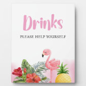 Tropisch Flamingo Roze Drinken Bord Fotoplaat (Voorkant)