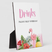 Tropisch Flamingo Roze Drinken Bord Fotoplaat (Zijkant)