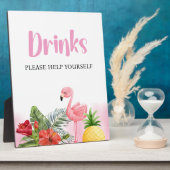 Tropisch Flamingo Roze Drinken Bord Fotoplaat (Zijkant)