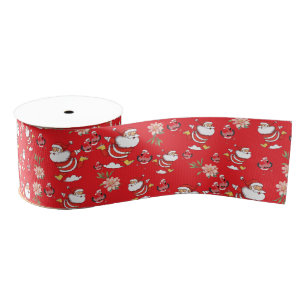 Tropisch Flamingo Sinterklaas Kerstpatroon Grosgrain Lint