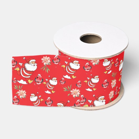 Tropisch Flamingo Sinterklaas Kerstpatroon Grosgrain Lint (Spoel)