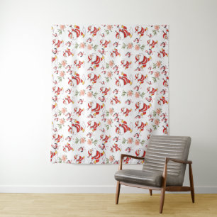 Tropisch Flamingo Sinterklaas Kerstpatroon Wandkleed