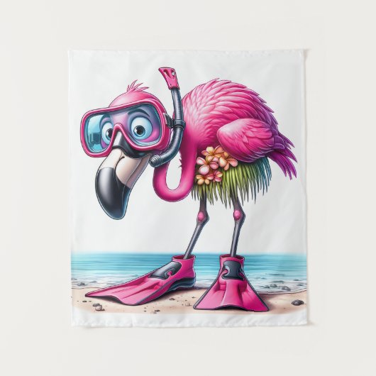 Tropisch Flamingo Snorkelontwerp Wandkleed (Voorkant)