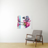 Tropisch Flamingo Snorkelontwerp Wandkleed (In Situ (horizontaal))