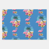 Tropisch Flamingo Strand, Palmboom en Bloemen Inpakpapier Vel (Voorkant 3)