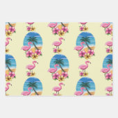 Tropisch Flamingo Strand, Palmboom en Bloemen Inpakpapier Vel (Voorkant 2)